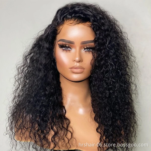 Whosale 150% 180% Density Wavy Curly Lace Frontal Wig HD Transparent swiss Wigs Virgin Human Hair Full Lace Wigs For Black Women